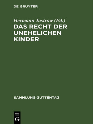 cover image of Das Recht der unehelichen Kinder